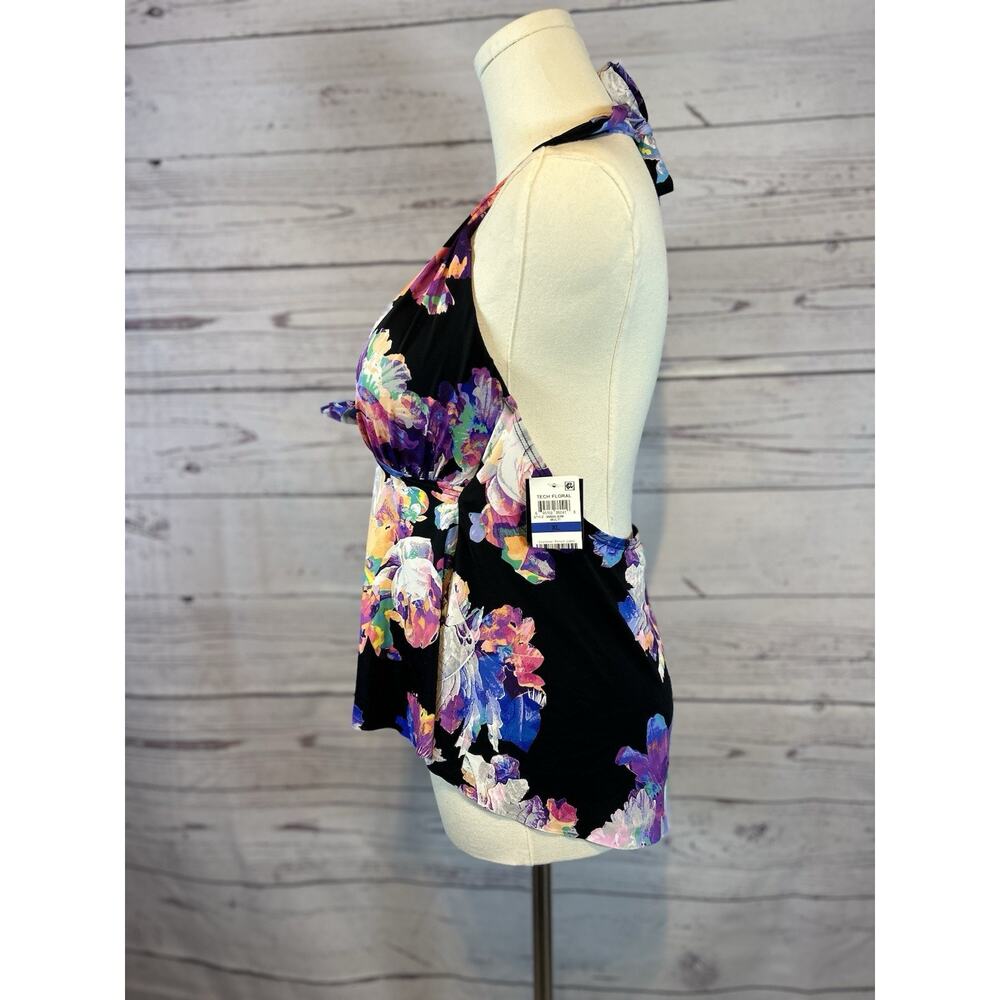 NWT Bar III Tech Floral Halter Tankini Top | Size XL | Vibrant Multicolor - Picture 3 of 6